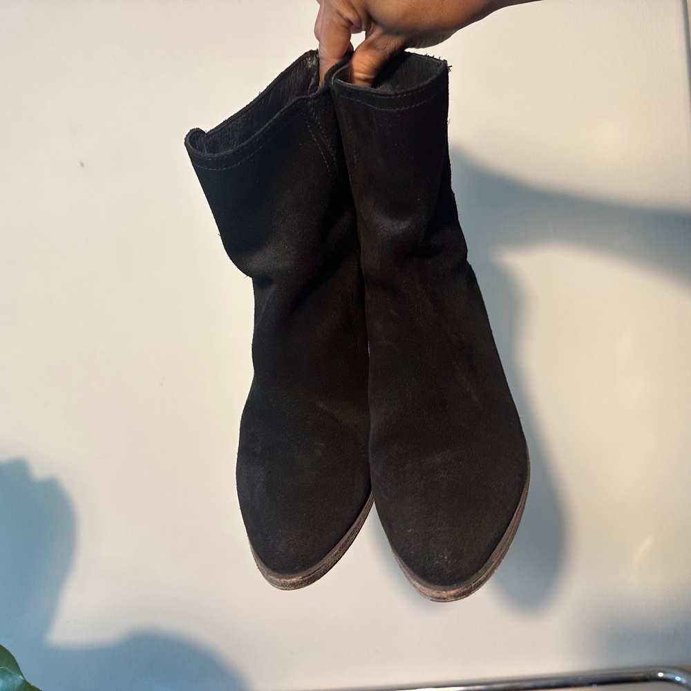 Frye Black Suede Heeled Boots